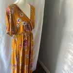 love, Fire Yellow and Pink Floral Wrap Maxi Dress Orange Size L Photo 2