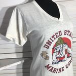 Vintage 90s US Marine Corps Bulldog Graphic Shirt Small White Photo 5