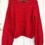 Rue 21 Red Chenille Balloon Sleeve Sweater Photo 0