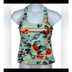 Zelos  Tropical Floral Racerback Workout Tank Green Orange Size Medium Photo 9