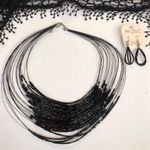 Black Bead Black Multi strand bead choker, earrings and 86” Lace Scarf Photo 1