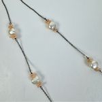 Source Unknown Sterling Silver Freshwater Pearl Angel Skin Coral Long Layering Necklace Photo 2
