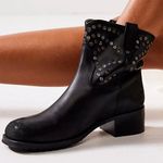 Free People NEW in Box Leather Harmony Studded Boots Black Size 8 1/2 Photo 1