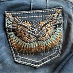 SEXY High Waist Bell Bottom Rhinestone Flare Jeans – Size 9/10 – Blue Photo 8