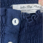 Free People  We The Free Dancing Till Dawn Top Navy Off Shoulder Smocked Peasant Photo 5