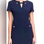 Tommy Hilfiger Navy Blue Scuba Crepe Grommet Detail Pocket Dress Size 14 Photo 0