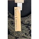 Susan Lawrence Maxi Dress Size Large Black Gold Paisley Short Sleeve Side Slit Photo 3
