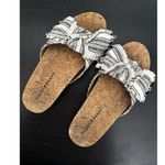 Lucky Brand  Floritan Canvas Bow Slide Sandal Women's Size 6 M Beige Cork Flats Photo 0