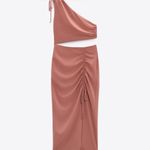 ZARA midi dress cut out fitted drapped muave casual party Photo 11