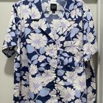 Gap NWT  Blue & Purple Floral Print Button-Down Collared Short Sleeve Shirt - L Photo 5