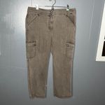 St. John Green Cargo Pants Straight Crop Jeans Cotton Stretch Size 14 High Rise Photo 8