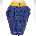 Anthropologie  Odille Blue And Yellow Cotton Skirt Big Pocket Size 4 Fargyle Photo 2