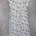 Riders By Lee  White Floral Midi Dress Blue V-Neck Casual A-Line Flare S Small Photo 0