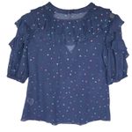 Rebecca Taylor Women’s Silk Glitter Gem Chiffon Ruffle Polka Dot Top Photo 7