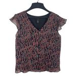 Petite Sophisticate Black Red Sheer Lined Split Flutter Sleeve 90s Y2K Top 12P Photo 0