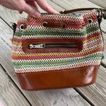 Patricia Nash Spanish Multi Zig Zag Textile Woven Bucket Hobo Bag. NEW Photo 2