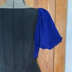 Anthropologie Moulinette Soeurs Bolero Blue/Black Puff Sleeve Silk Dress Sz 10 Photo 8