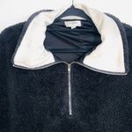 Umgee Black & Cream Corduroy Collar Pullover Oversized Sherpa Photo 1