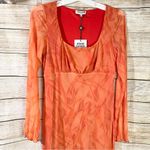 Opening Ceremony midi sheath dress mesh long sleeves lettuce trim Size Medium Photo 2