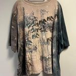 Blue Fish Tee Oversized The Line T Boxy One Size Fits Most EUC Kantha Lagenlook Tan Photo 0