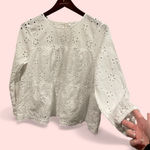 J.Crew Cute white cotton breezy  eyelet top lined boho preppy coastal beach Photo 0