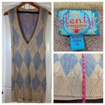 Plenty by Tracy Reese Argyle Sweater Vest Sleeveless Knit Top Dress Medium Retro Tan Photo 10