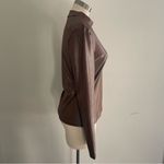 Brown Satin Mock Neck Long Sleeve Top Women’s XL Minimalist Fall Outfit Photo 2