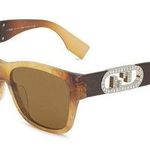 Fendi  Crystal Embellished Square Frame Sunglasses Photo 0
