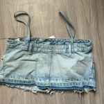 ZARA  Skirt Effect Crop Denim Spaghetti Straps Jean Tank Top Small NWT Photo 4