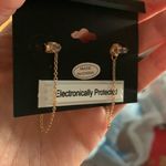 Noir 925 Sterling Silver post snake Stud Earrings Dangling Chain secured back Green Photo 1