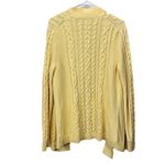 LL Bean Butter Yellow Double L Mixed Cable Open Front Cardigan Sweater MEDIUM Photo 2