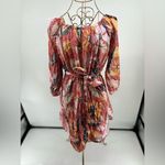 Elizabeth and James  red floral short dress 3/4 sleeve 100% cotton size medium Photo 11