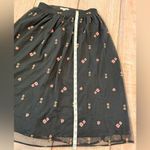 Loft Woman’s  Black Embroidered Floral Skirt Size 4 Bohemian Festival Office Photo 2