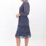 MikaRose  Blue Floral Polka Dot Bohemian Mini Dress Boho Casual Spring Large Photo 2