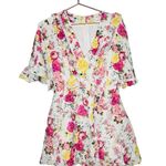 LA MAISON TALULAH Pink White Tea Time Floral Lace Trim Mini Dress Size XS Photo 7