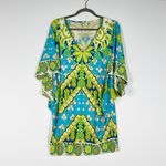 Trina Turk Woodblock Floral Flower Print Pattern Stretch Knit Tunic Dress Large Photo 0