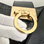 Salvatore Ferragamo black Ganci textured leather shoulder bag Photo 6