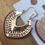 New Boho Indian Asian Beaded Filigree Hoop Drop Earrings Red Photo 4