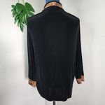 Alfred Dunner  Black with Animal Print Trim Stretchy Cardigan Photo 4