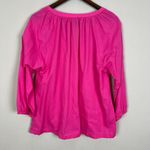 H&M  Top Womens 14 Pink 3/4 Sleeve Solid Relaxed Fit‎ V-Neck Shirred Pullover Photo 4