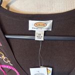 Talbots NWT Brown Cardigan with Pink and Orange front 100% silk 100% wool Photo 1
