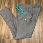 FIGS Technical Collection Gray Scrub Pants Teal Drawstring XS/T Photo 0