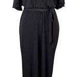 Calvin Klein Jumpsuit 8 Black Cold Shoulder Stretch Belt V-Neck Photo 0