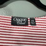 Onque Red Striped Sequin Stars Nautical Americana Top Photo 4