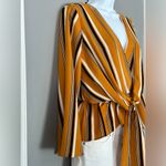 Topshop  Asymmetrical Yellow Stripes Women's Shirt (481) Photo 3