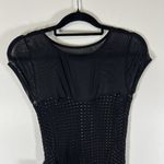 Bebe  Dress Y2K Black‎ Bodycon Women's Size M/L Mesh Drama Sides Made in USA NWT Photo 1