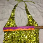 White Fox Boutique Small Just Over You Sequin Halter Top Kiwi Green, Crop Tank Photo 5