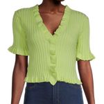 BCBGeneration Neon Rib-Knit Ruffle Crop Top Photo 1