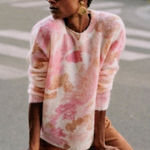 Sézane Sezane mohair La Maille Pink and Brown Crew Neck Sweater small Photo 0