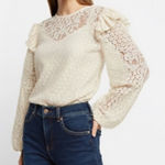 EXPRESS NWT Lace Long Sleeve Ruffle Shoulder Top Photo 0